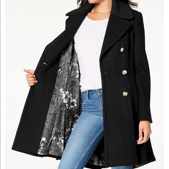 NWT GUESS Double-Breasted Skirted Coat - Picture 2 of 8